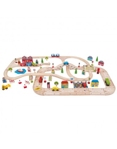 Bigjigs medinių traukinukų trasa - mediniai žaislai vaikams
